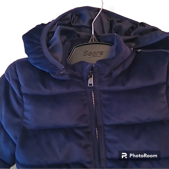 Guess Boy's Navy Velvet Puffer Coat - Picture 2 of 11